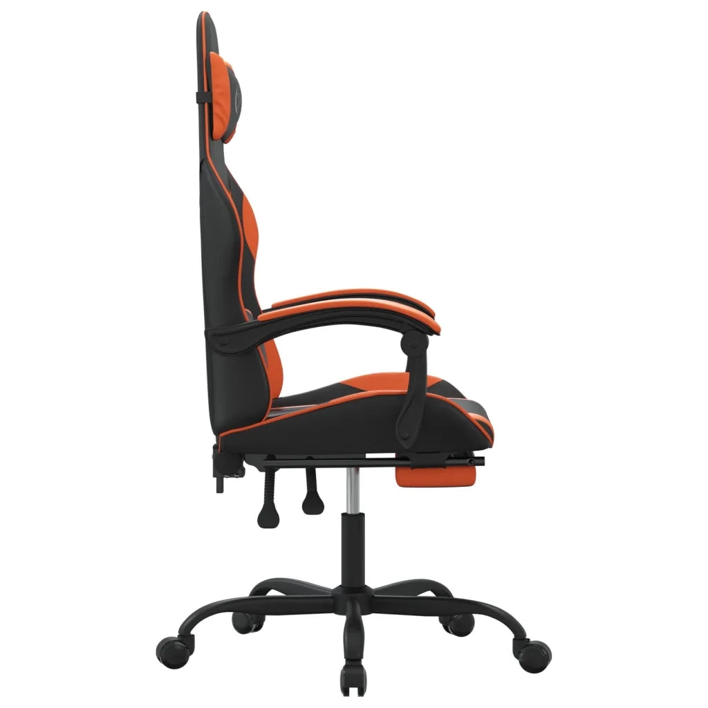 Sedia da Gaming con Poggiapiedi Nero e Arancione in Similpelle 3143884