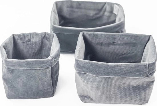 Tavolo di conservazione per bimbi, set di 3 contenitori di conservazione, organizzatore per la conservazione della culla, contenitore di conservazione per la camera da bagno (GRIGIO VELVET)