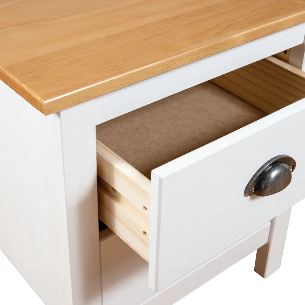 Comodino Hill Bianco 46x35x49,5 cm Legno Massello di Pino 288906