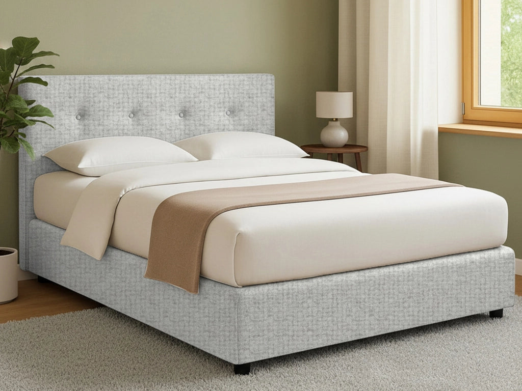 Oxford, Letto Matrimoniale Sfoderabile Made in Italy, Grigio Chiaro