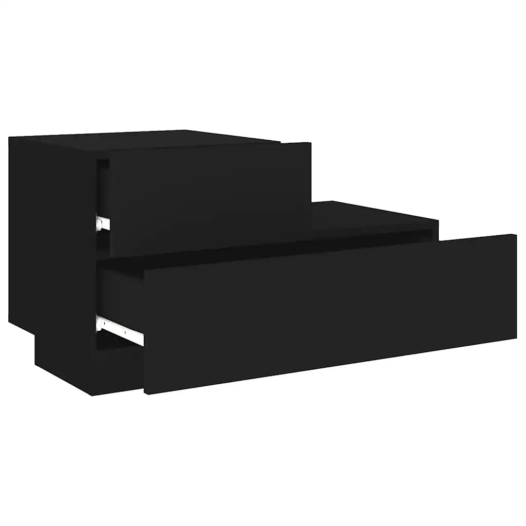 Comodino con Luci LED-Tavolino da notte Nero 70x36x40,5 cm