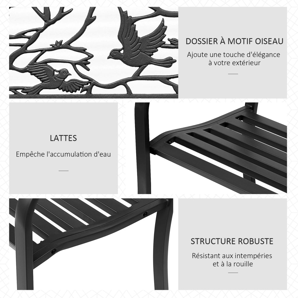 Panchina da giardino 2 posti per esterno balcone patio e terrazza design rustico chic robusta e pratica 127 x 60 x 85 cm