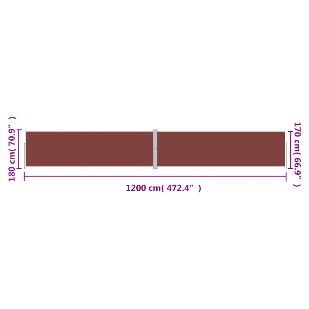 Tenda da Sole Laterale Retrattile Marrone 180x1200 cm