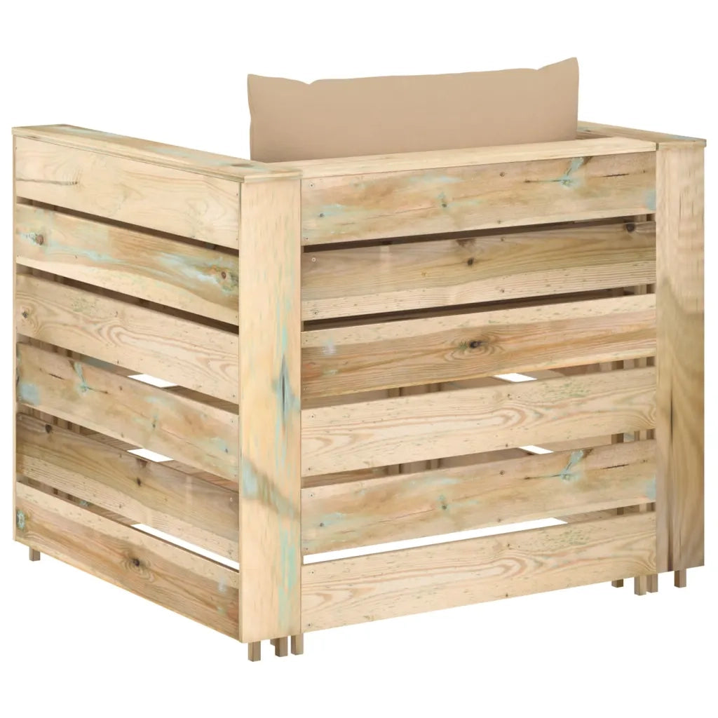 Set Salotto da Giardino 2pz con Cuscini Legno Impregnato Verde 3074534