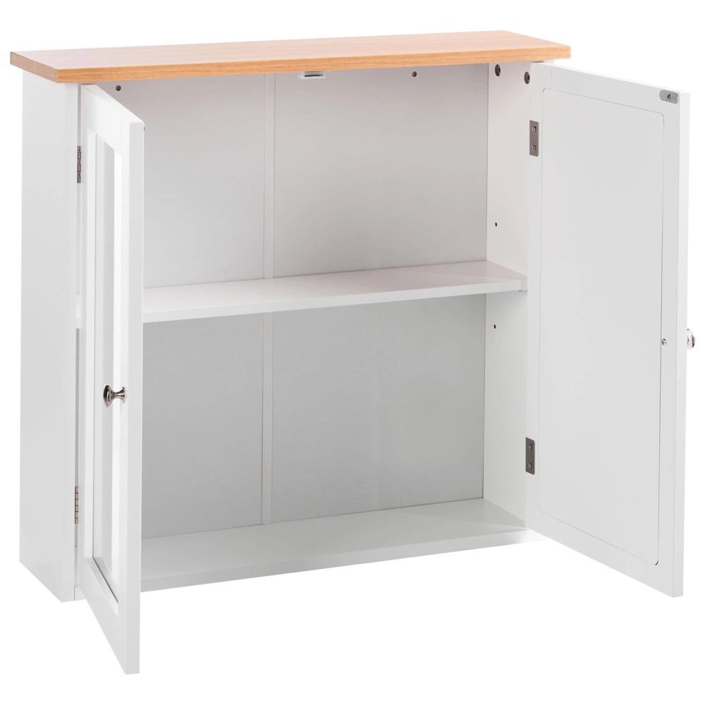 Armadietto a muro con specchio da bagno MDF Bianco 17 x 60 cm stile scandinavo