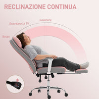 Sedia da Ufficio Ergonomica Rinforzata con Braccioli Regolabili Poggiapiedi e Poggiatesta in PU Rosa