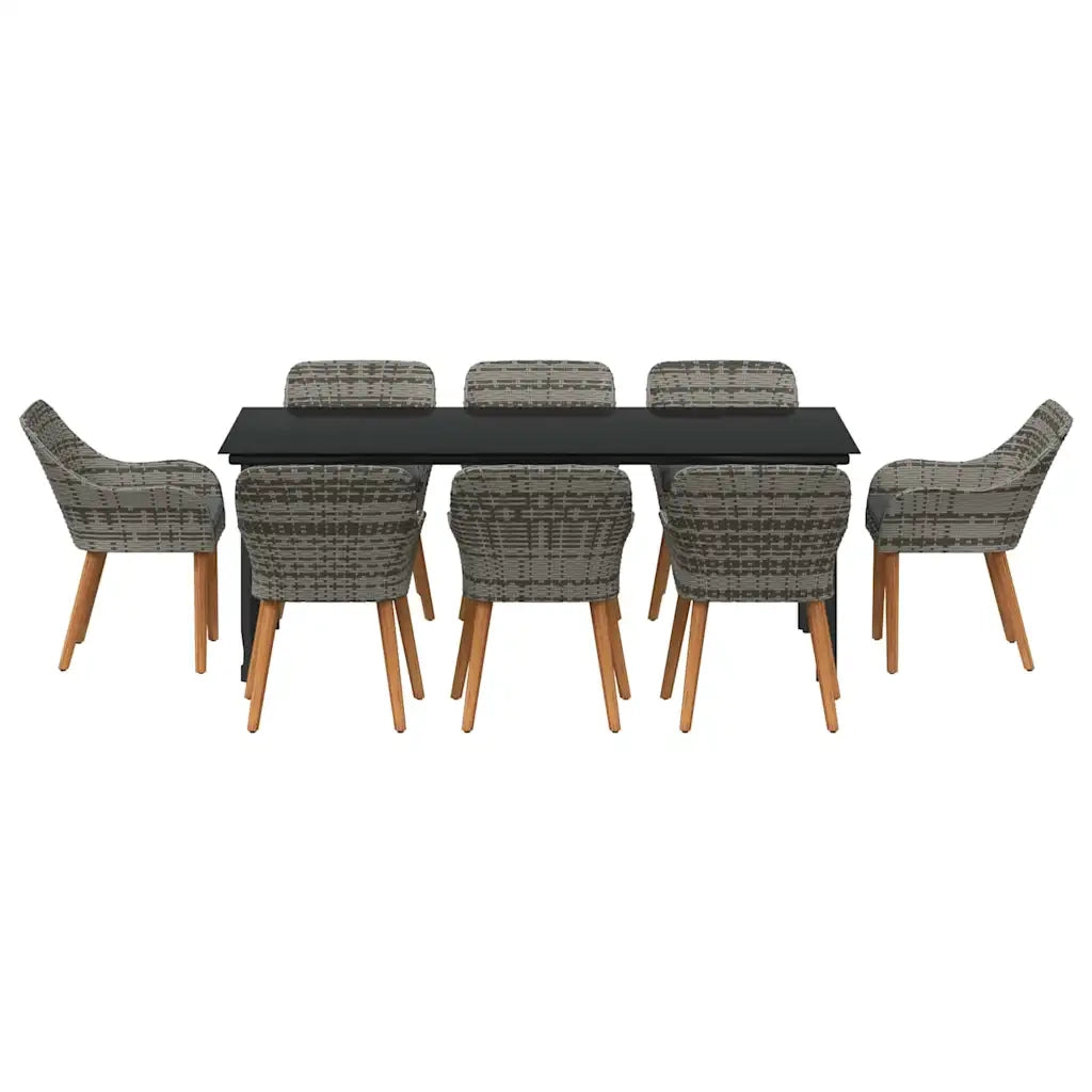 Set da Pranzo per Giardino con cuscino 9 pcs Grigio polyrattan 3261690
