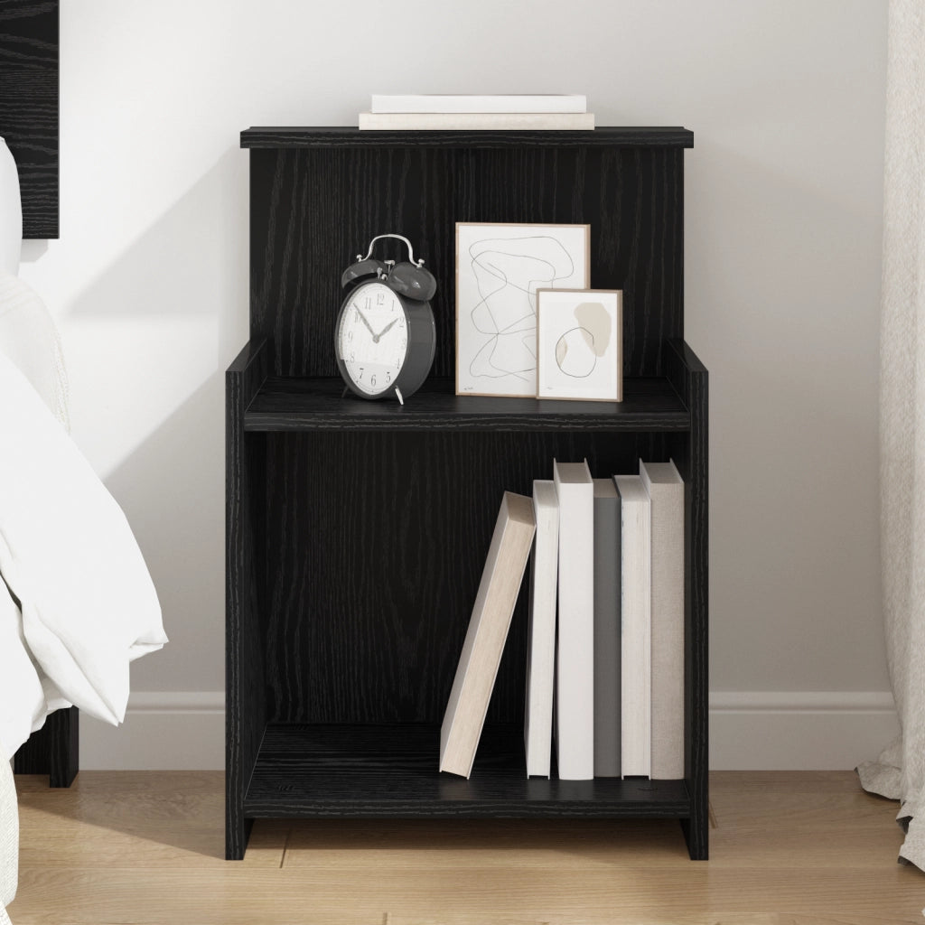 Comodino Rovere Nero 40x35x60 cm Legno ingegnerizzato