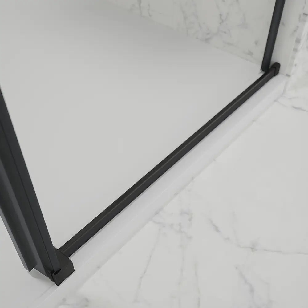 Porta doccia 150cm apertura scorrevole profili nero opaco vetro 8mm trasparente h195 | Creta