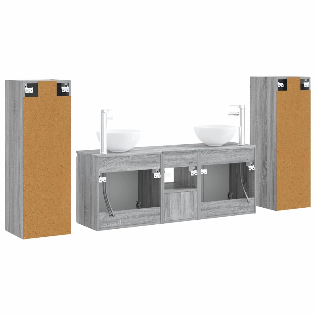 Set di mobili per il bagno 5 pz Sonoma grigio 3405989