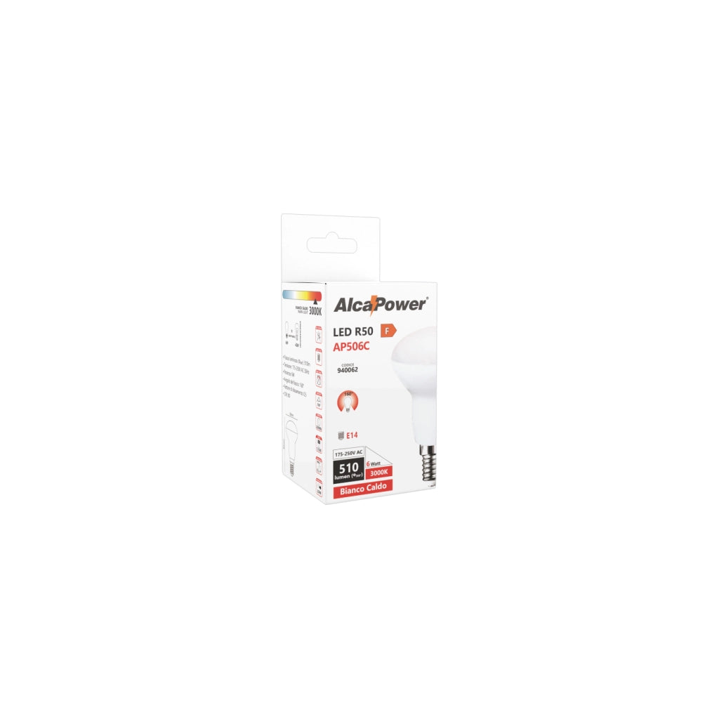 Lampadina a led semi bulbo bianco 6W E14 3000K