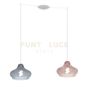SOSPENSIONE BIANCO 2 LUCI SPOSTABILE VETRI (1 PICCOLO ZAFFIRO + 1 PICCOLO RUBINO) 1191BI-S2 SP-ZR