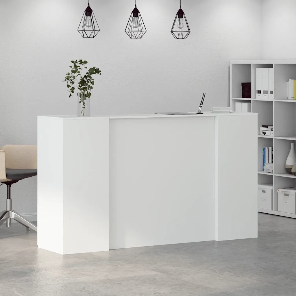 Scrivania per Reception Bianca 180x50x103,5 cm in Legno Massello 3324205