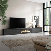Mobile TV Soggiorno, 368x35x45, Camino elettrico XXL, Nero RF3684