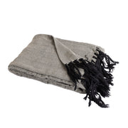 100% cotone plaid nero con frange 130x170cm ZIGGY