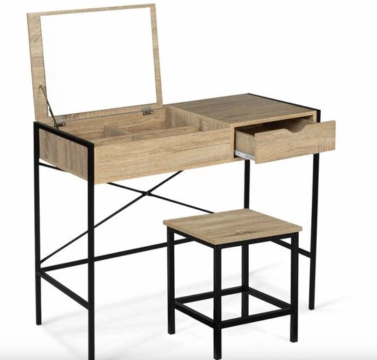 Tavolo da specchio industriale con specchio ripiegabile - Alta qualità - Materiale duraturo - Progetto di design elegante - Adatto all'uso quotidiano - Pratico e funzionale - Stile moderno - Accessorio di arredamento interno