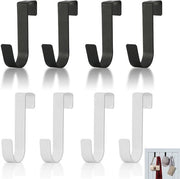 Set di grucce per porte da 4 pezzi - Grucce antiscivolo - Per organizzare lo spazio dietro le porte - Supporto per porte - Alta capacità di sollevamento - Nero/Bianco - Grucce per porte