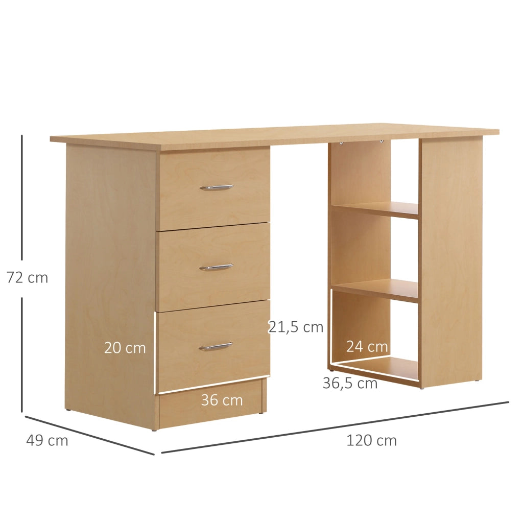 Scrivania con cassetti e ripiani ¨C Xylo ¨C legno chiaro 120x50 cm