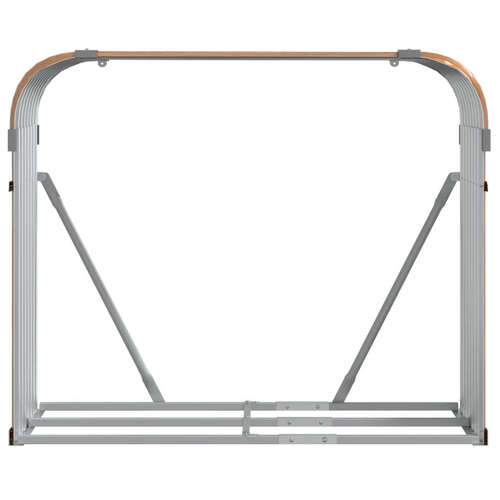 Portaceppi Effetto Legno 120x45x100 cm in Acciaio Zincato 364583