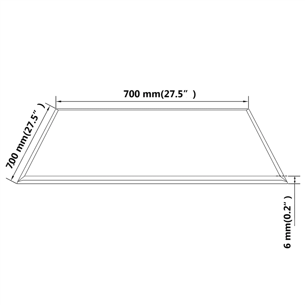 Piano Tavolo in Vetro Temperato Quadrato 700x700 mm 243631