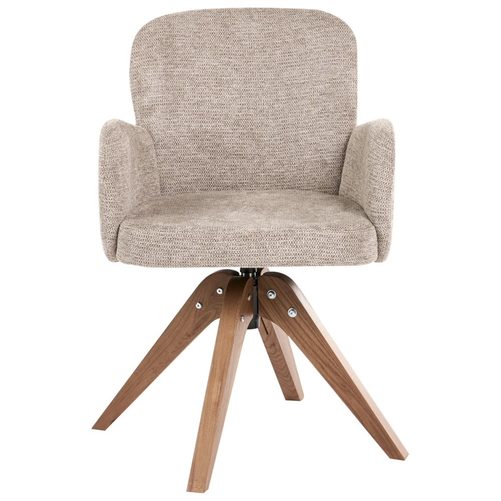 Set di 2 sedie da pranzo girevoli Rivestimento in tessuto tortora Base con gambe in legno girevoli in metallo