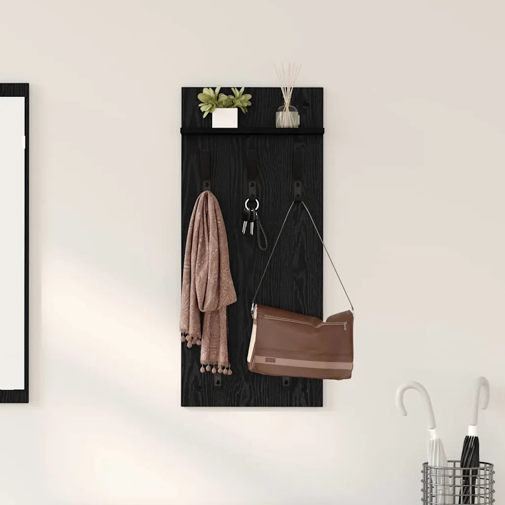 Appendiabiti a muro A parete Rovere Nero 40 x 10 x 90 cm 874452