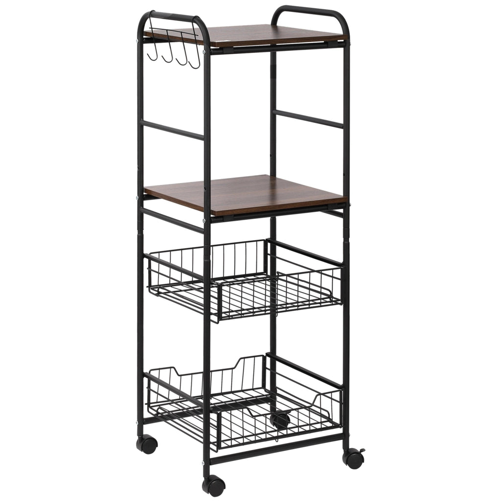 Tavolino multistrato con ruote ¨C zephmum ¨C 40x38x111 cm noce