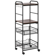 Tavolino multistrato con ruote ¨C zephmum ¨C 40x38x111 cm noce