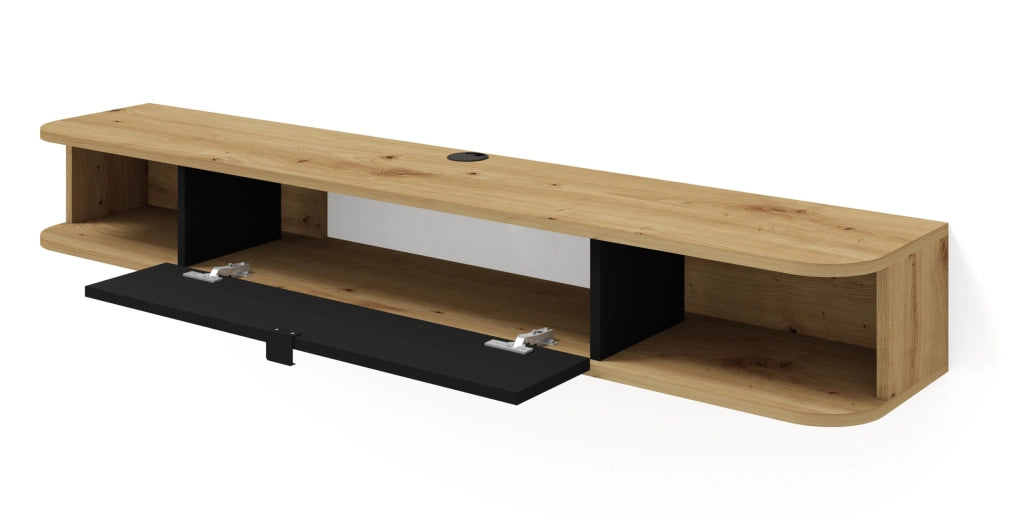 BIM FORNITURE Mobile tv soggiorno ICARUS cm 156x29x20 rovere nero opaco