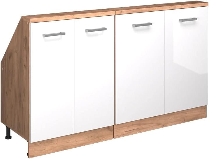 Set di mobili sottotetto Rion, Bianco lucido, Set di 2, adatto per il salvaspazio sotto tetti spioventi
