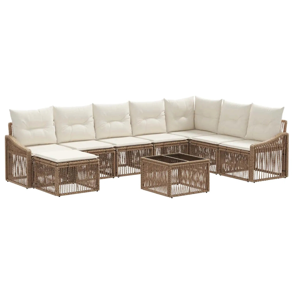 Set Divano da Giardino 9 pcs Beige polyrattan