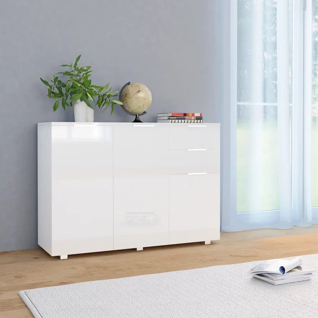 Credenza | Madia | Buffet da pranzo | Armadio da pranzo Bianco Lucido 107x35x80,5 cm