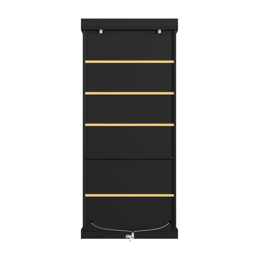Armadio con LED e 2 sistemi antiribaltamento, ripiani regolabili, per soggiorno e camera da letto, nero 160 × 40 × 180 cm