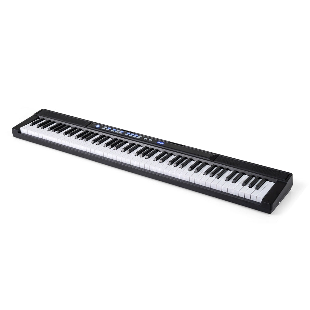 Tastiera pianoforte elettrico 88 tasti digitale supporto sgabello regolabili, Tastiera sensibile tasti pulsanti illuminati funzione midi pedale sustain cuffie Nero