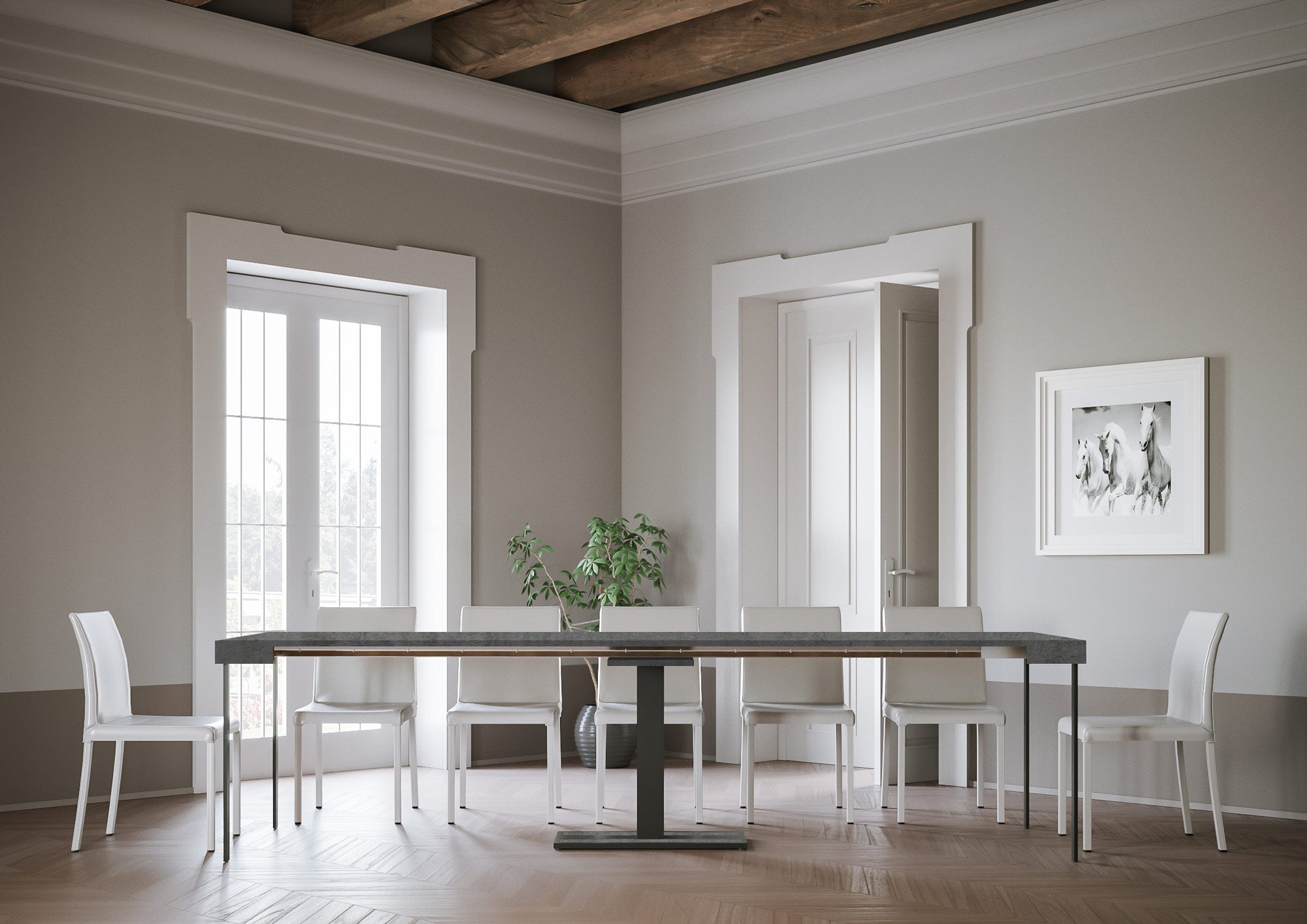 Consolle Allungabile 90-300x40x77 cm in Nobilitato Grigio