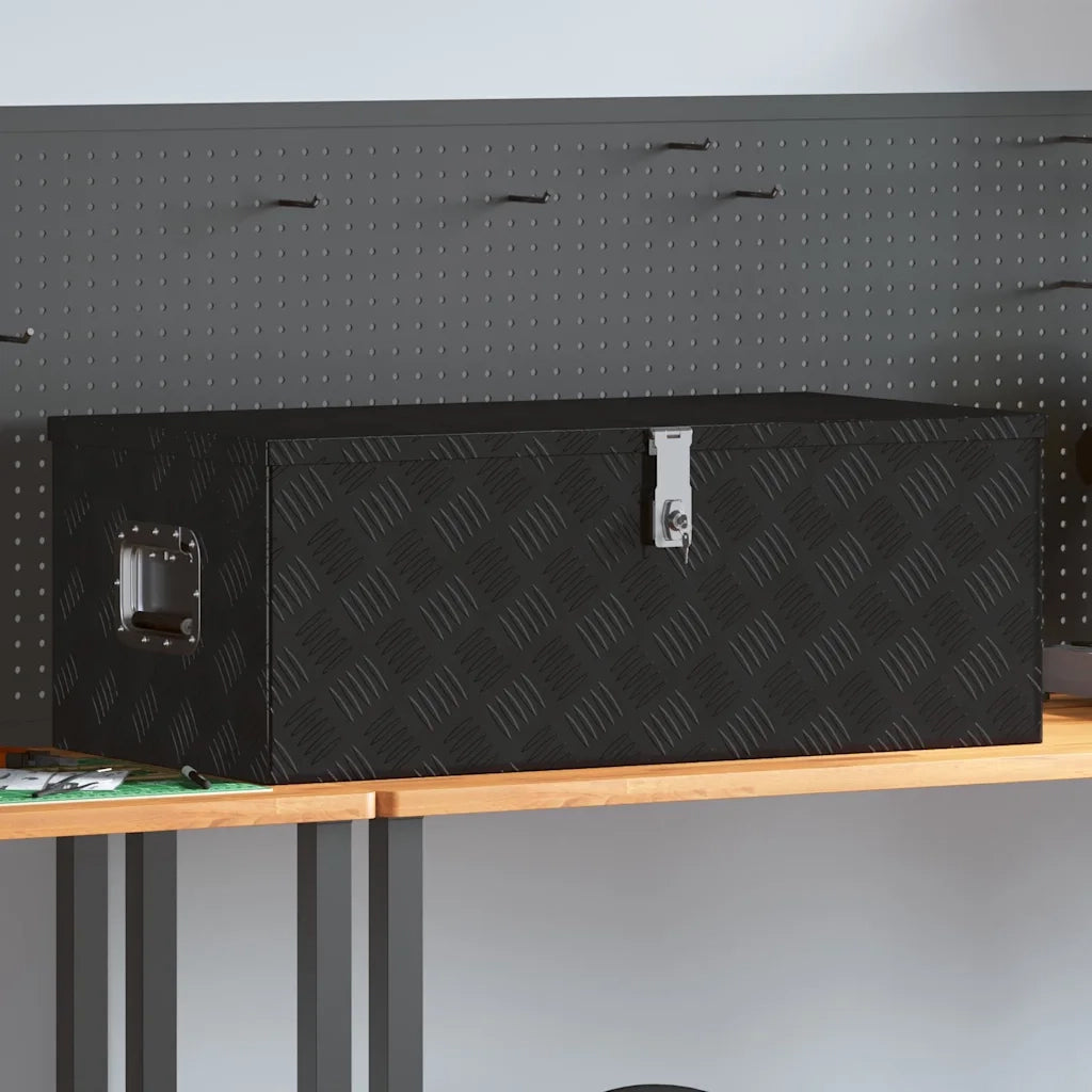 Contenitore Portaoggetti Nero 90x47x33,5 cm in Alluminio CFW5182106