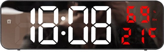 Orologio elettronico da parete grande schermo display digitale LED sedile orologio da parete elettronico con cavo - Nero con conchiglia bianca e rosso