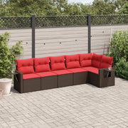 Set Divani da Giardino 6 pz con Cuscini Marrone in Polyrattan 3220193