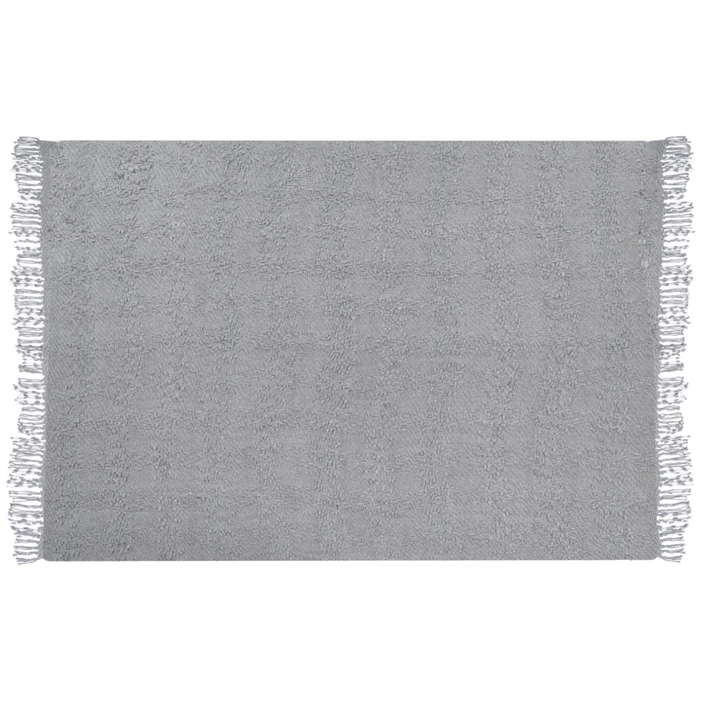 Coperta di cotone intrecciata con nappe grigio 150 x 200 cm morbida classica