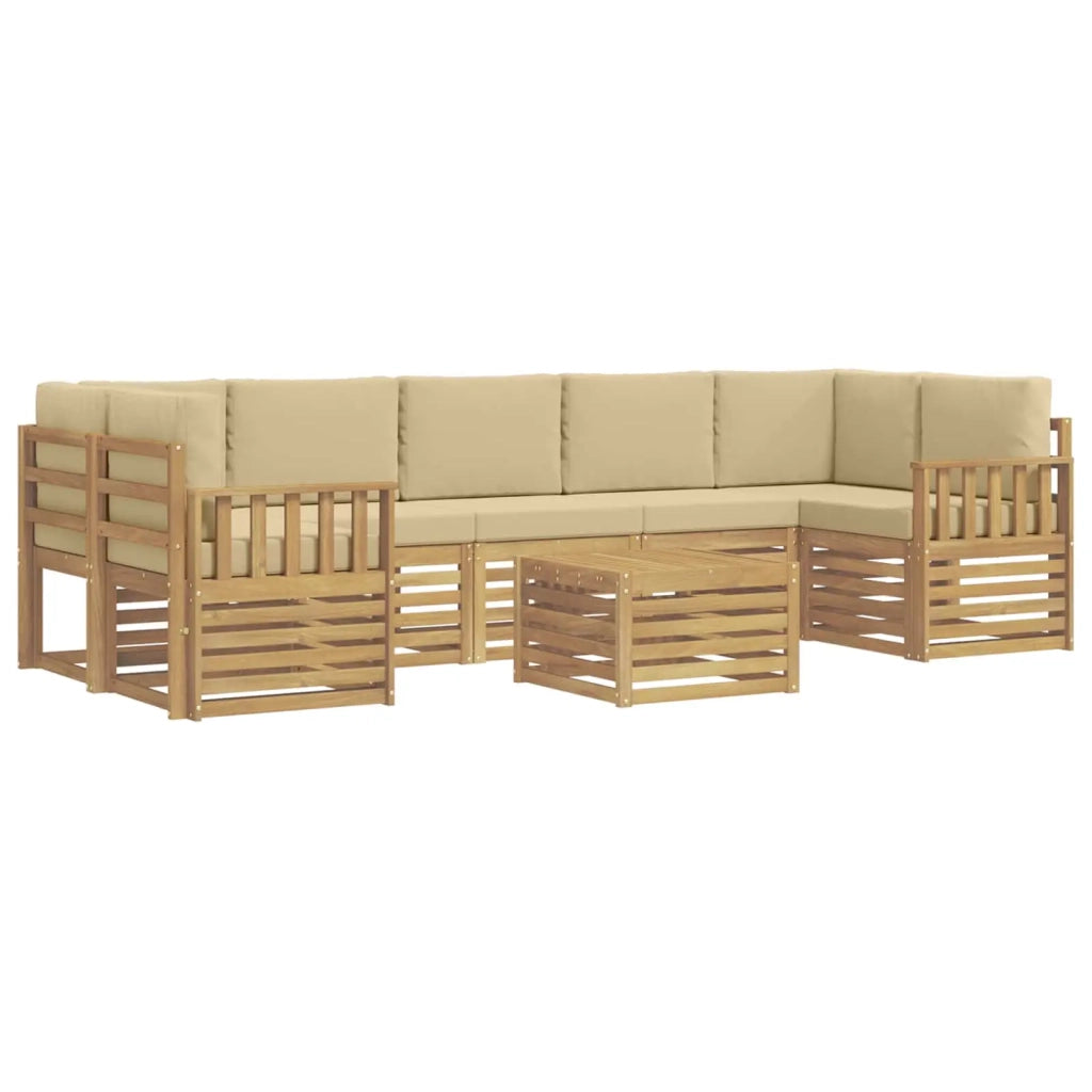 Set di divani da esterno 8 pcs Bianco e Beige Poliestere 3391548