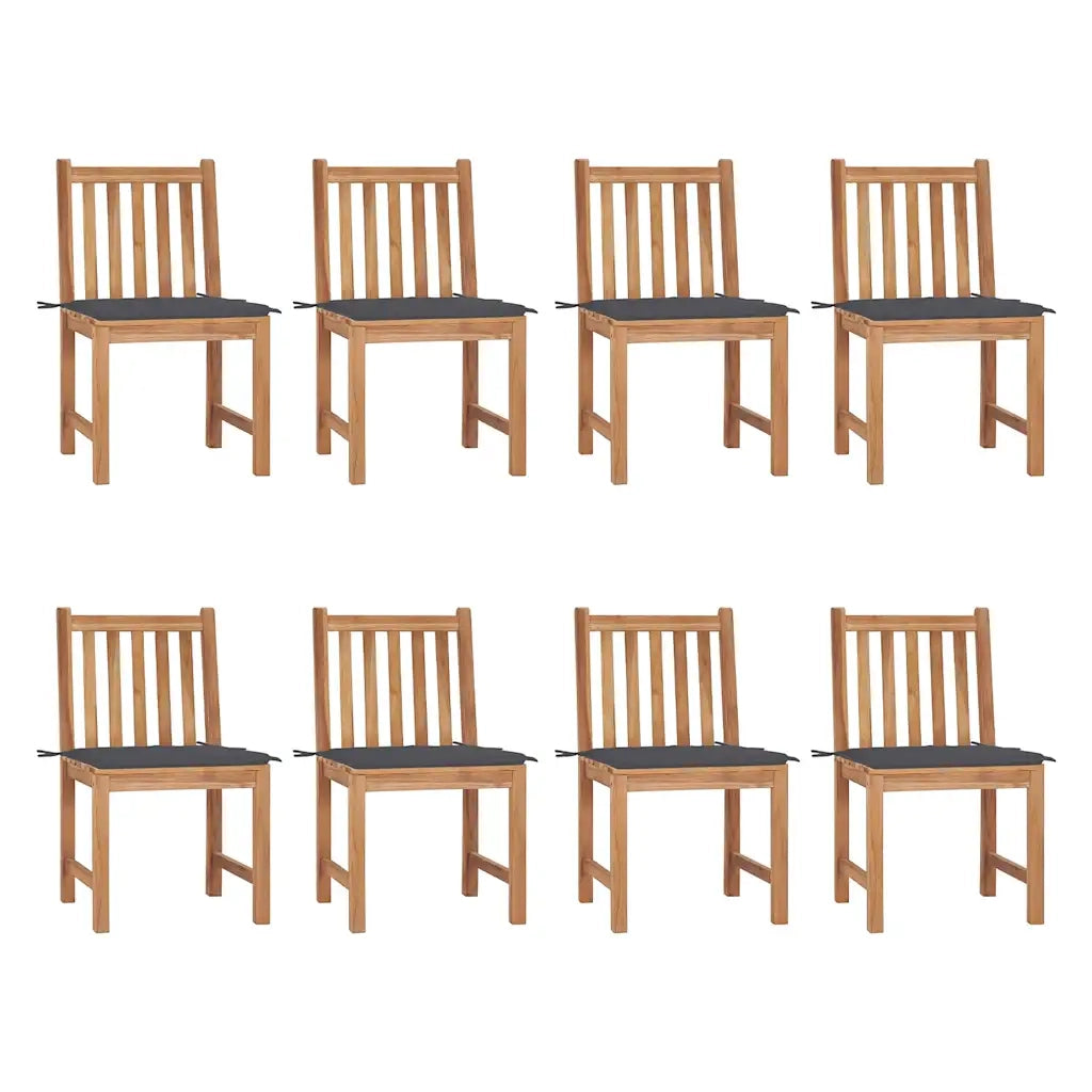 Sedie da Giardino con Cuscini 8 pz in Legno Massello di Teak cod mxl 13038
