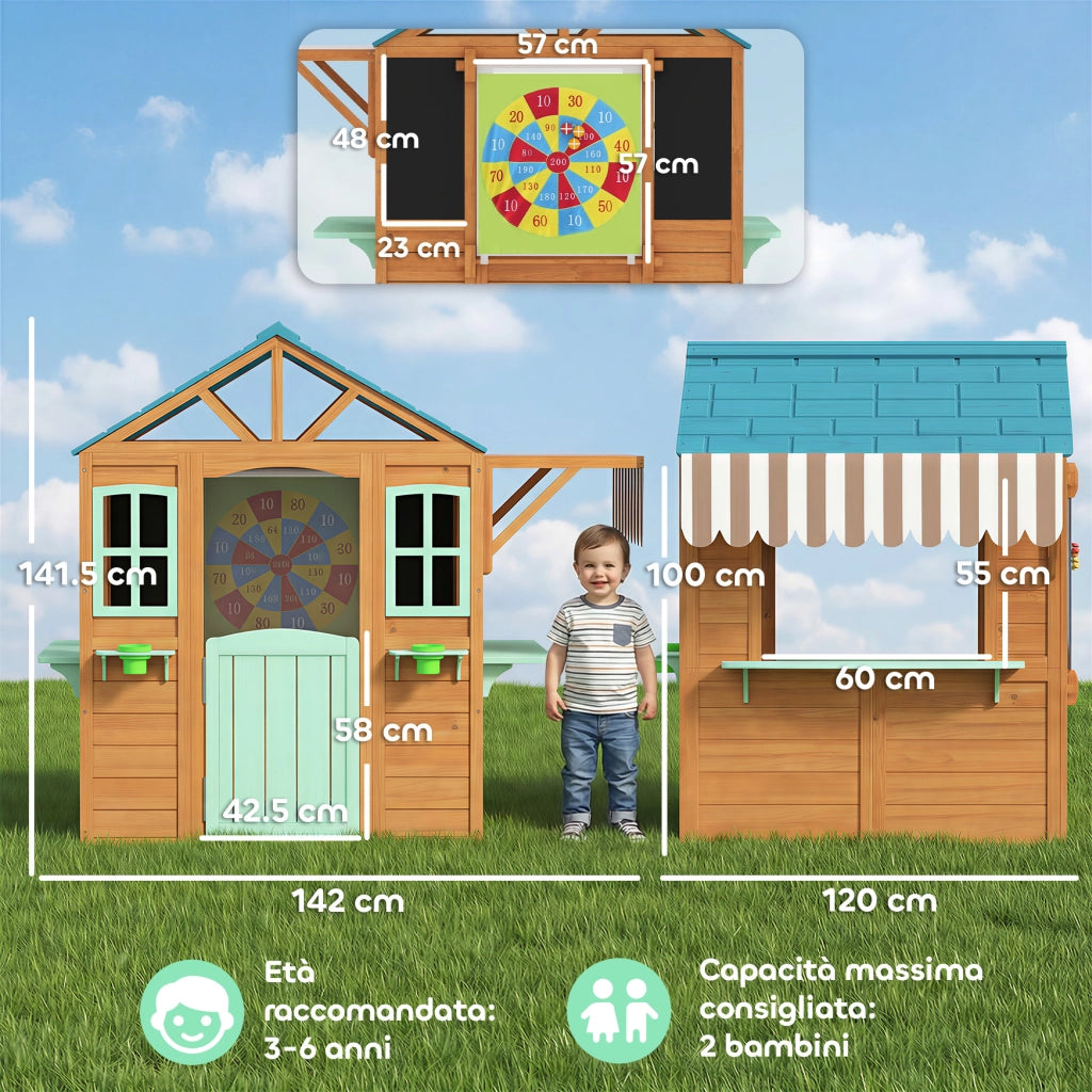 Casetta da Giardino per Bambini con Lavagna e Accessori ¨C Zephmum ¨C Grigio