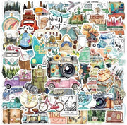 50 ades di carta da viaggio mini - adesivi decorativi per album, diario, quaderno, bottiglia di acqua e album