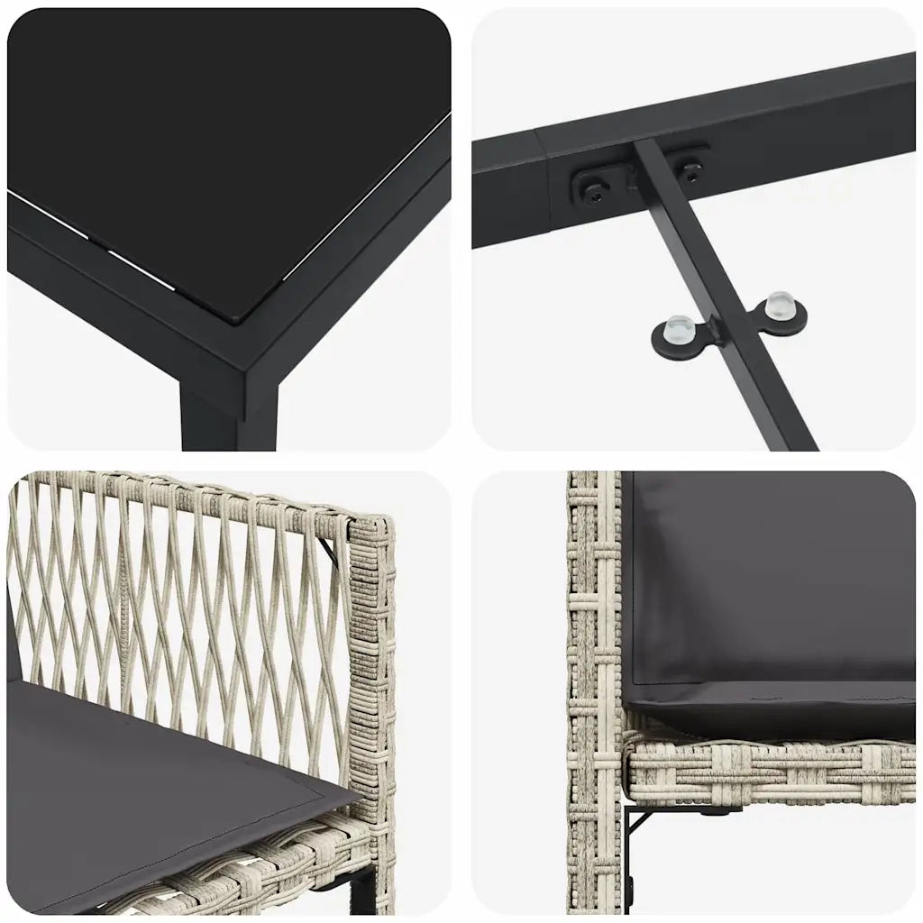 Set da Pranzo per Giardino 5 pcs Grigio chiaro polyrattan 3380761