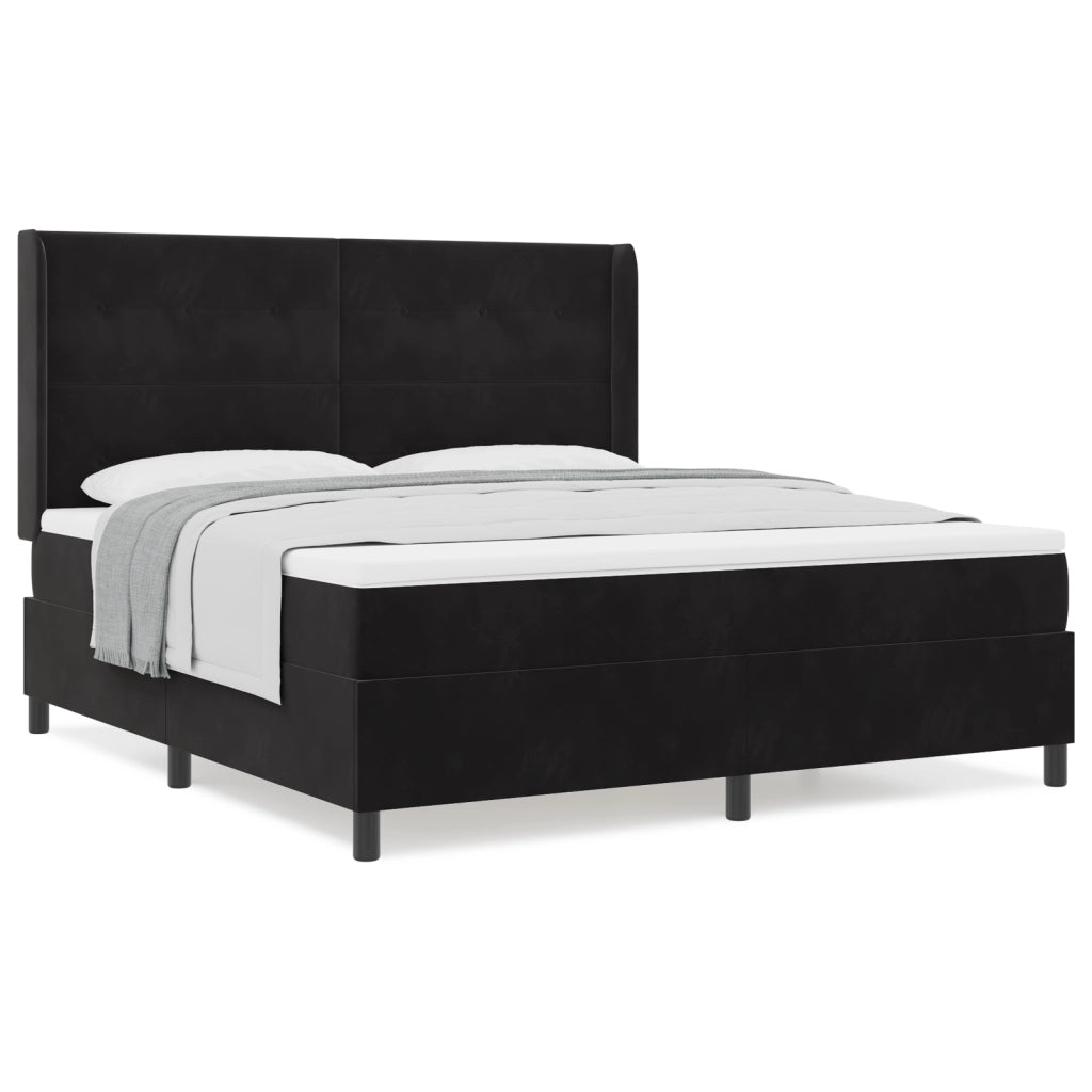 Letto Box Spring con Materasso  Nero 180x200 cm Velluto