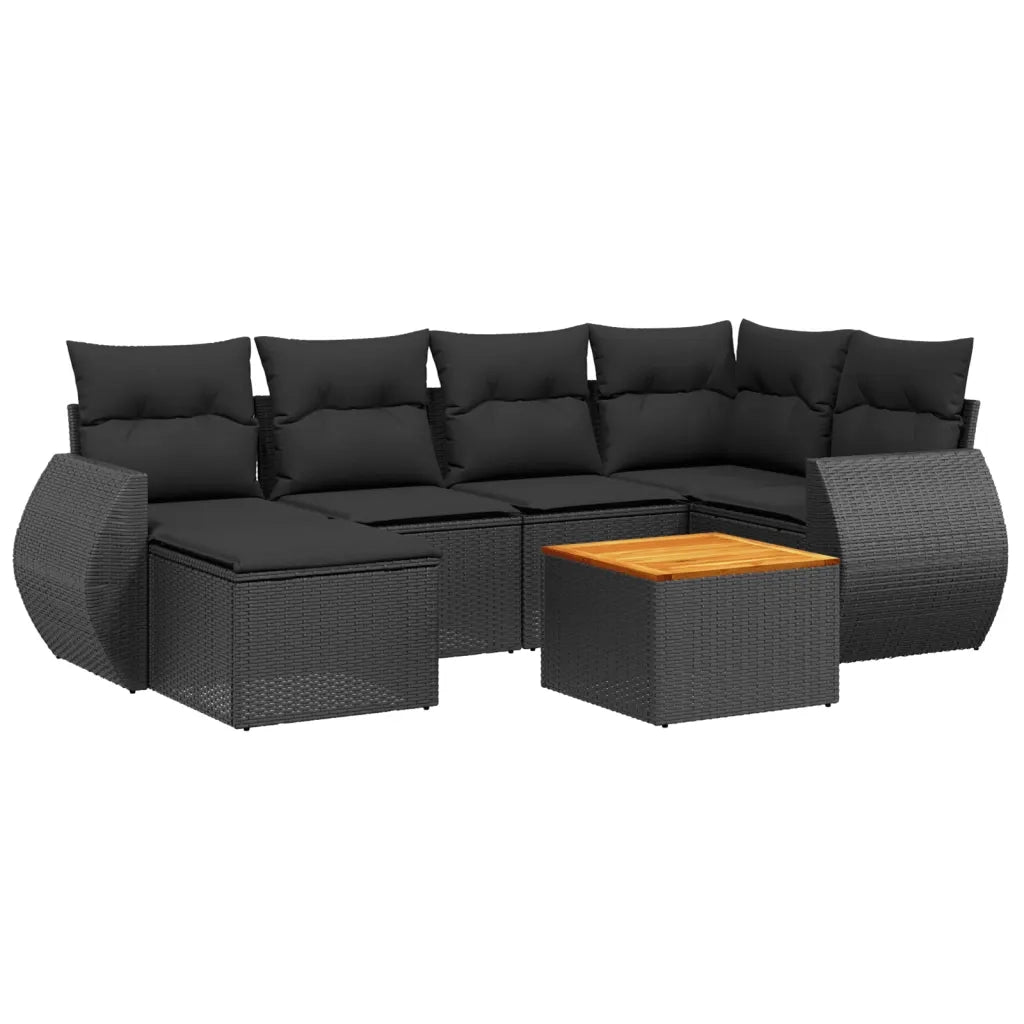 Set Divani da Giardino con Cuscini 7pz Nero Polyrattancod mxl 88697