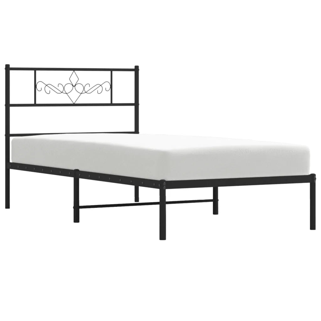 Giroletto con Testiera in Metallo Nero 90x200 cm 355260