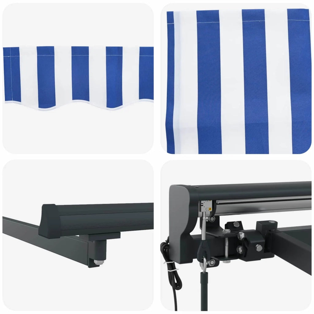 Tettuccio Elettrico Retrattile Blu e Bianco 3,5 x 2 m 3421142