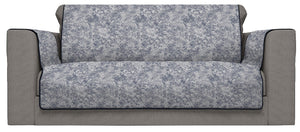 Copridivano con Copri Braccioli Seduta 230 cm in Poliestere e Cotone Blu Scuro
