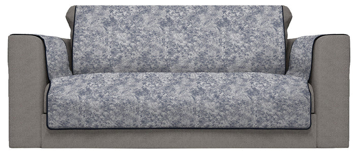 Copridivano con Copri Braccioli Seduta 125 cm in Poliestere e Cotone Blu Scuro